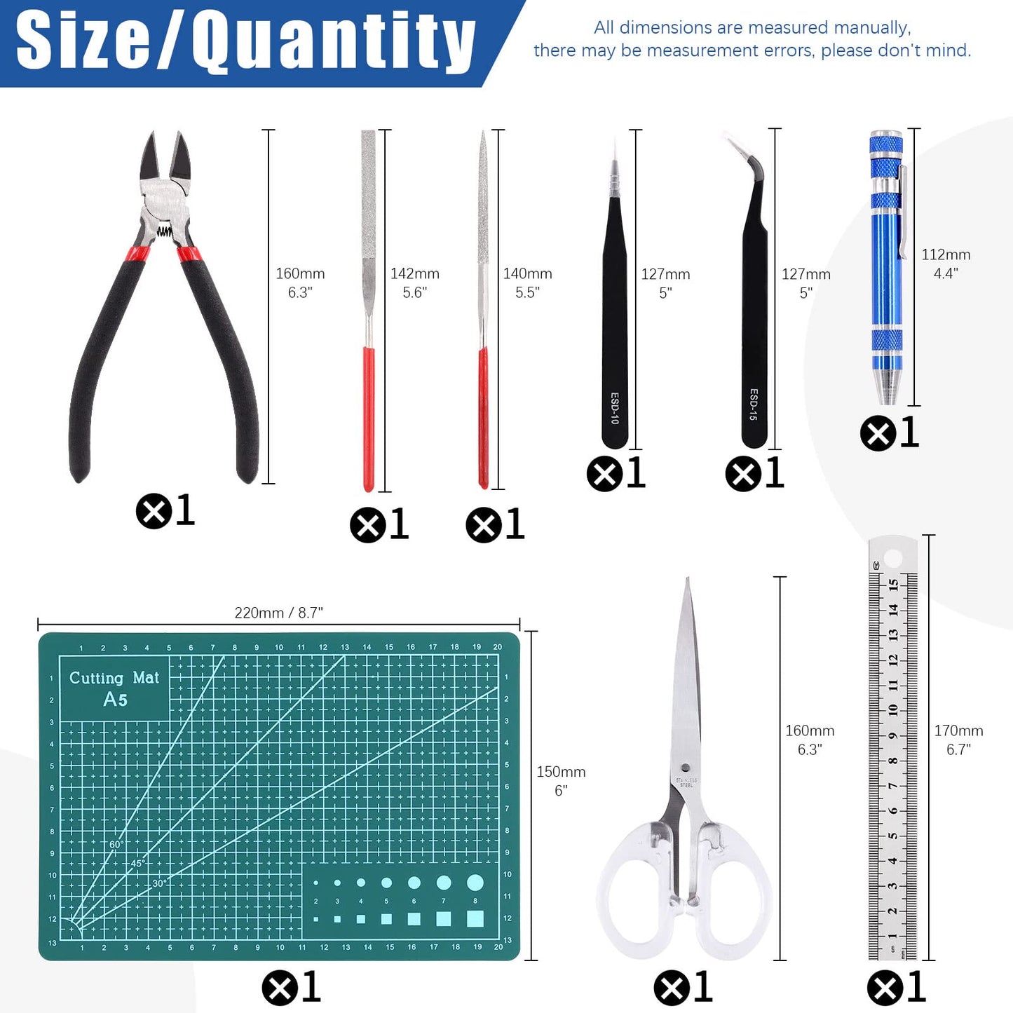 Glarks 39Pcs Model Tools Kit Model Building Tools Hobby Model Tools Modeler Basic Tool Model Kit Crafts Tools Universal for Model Cars Basic Model Building Fixing