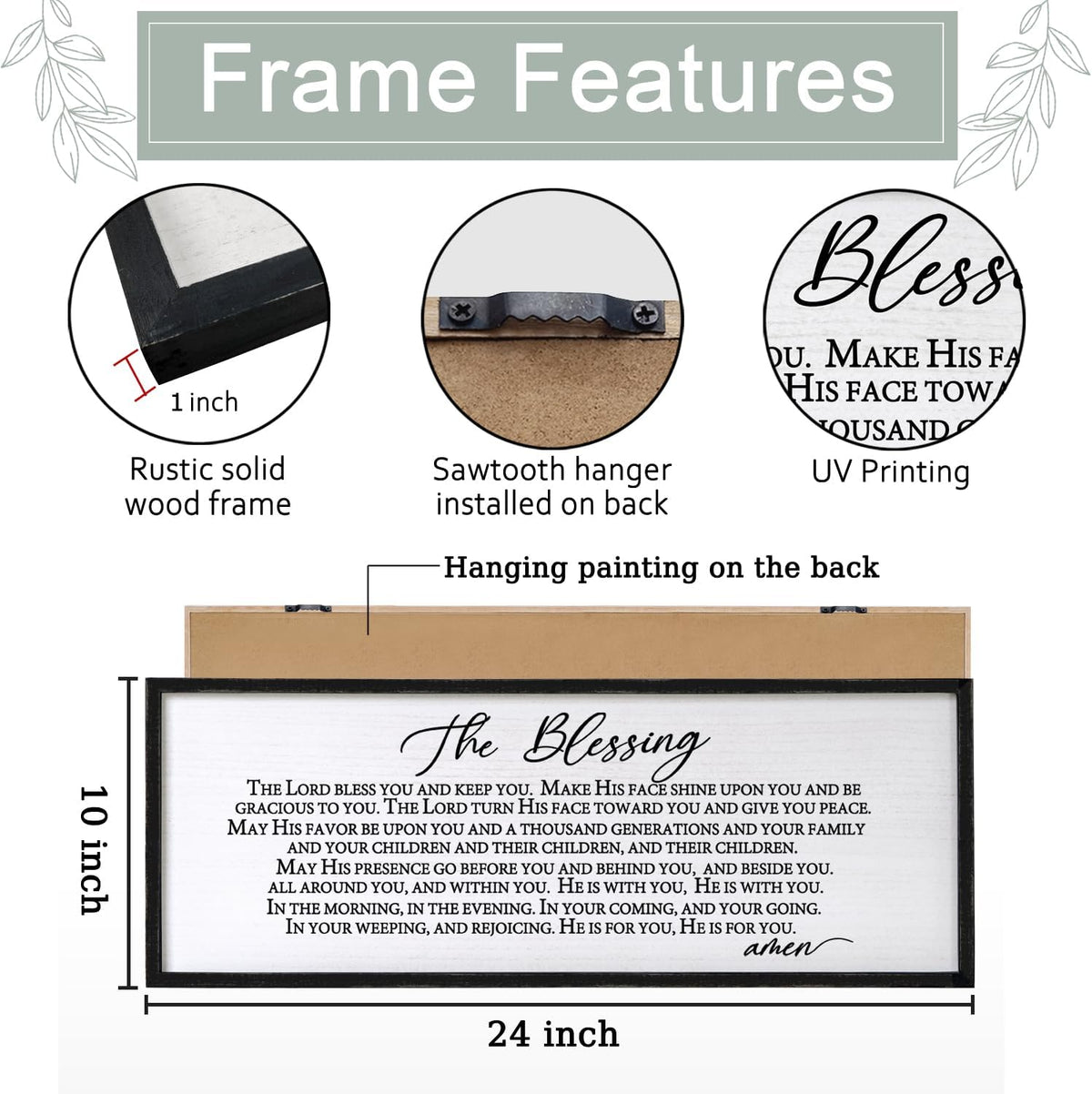 The Blessing Christian Song Lyrics Wall Decor Art 24"X10" Quote Christian Bible Verse Religious Scripture Wall Sign (Black)