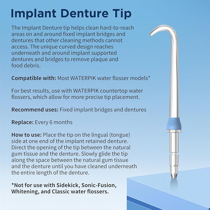 Replacement Heads for Waterpik, Replacement Picks for Water Pik Water Flosser (6 Implant Denture Tips)