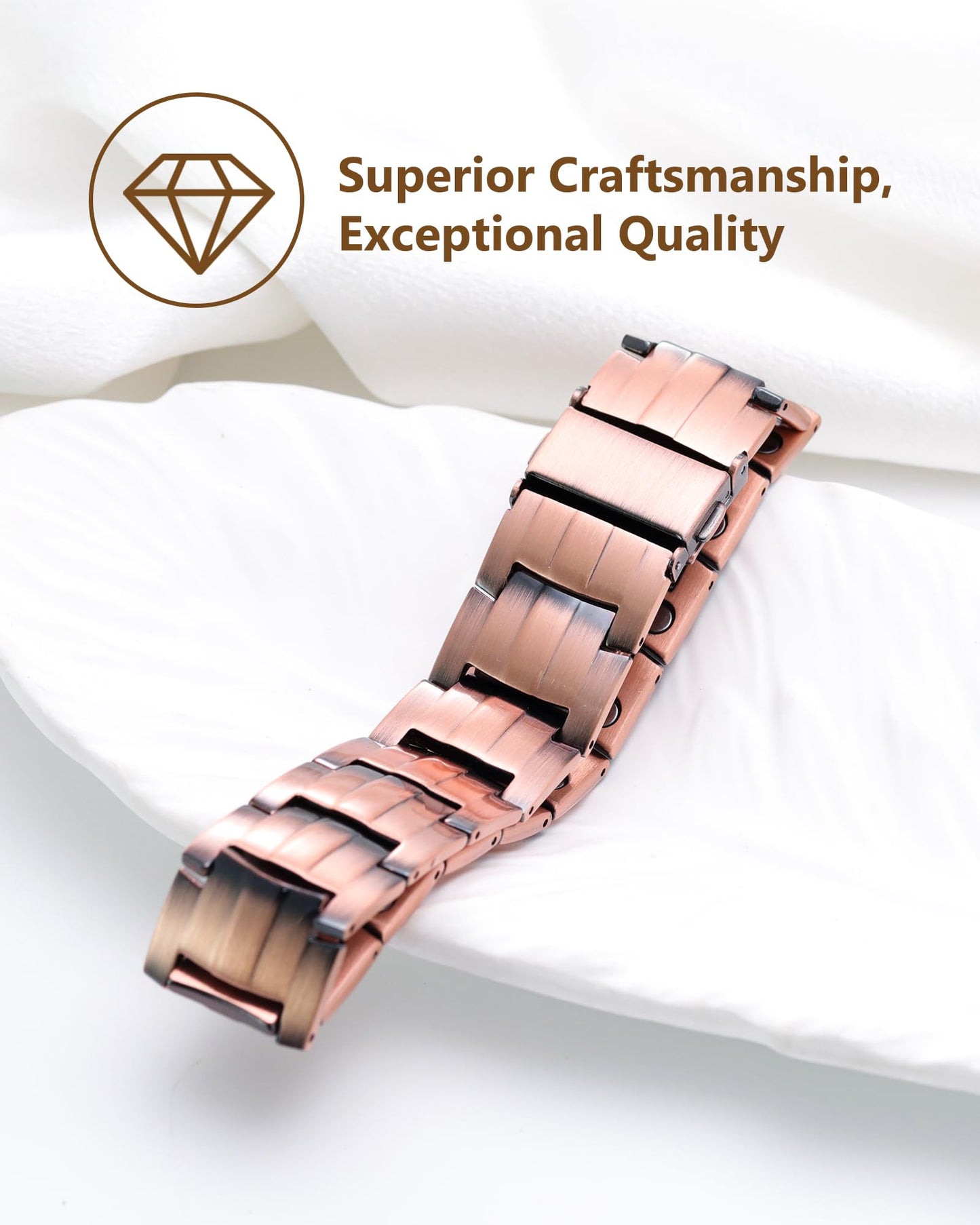 Feraco Copper Bracelet for Men - Ultra 3X Strength Adjustable Magnetic Therapy Bracelet with Sizing Tool and Premium Fold-Over Clasp