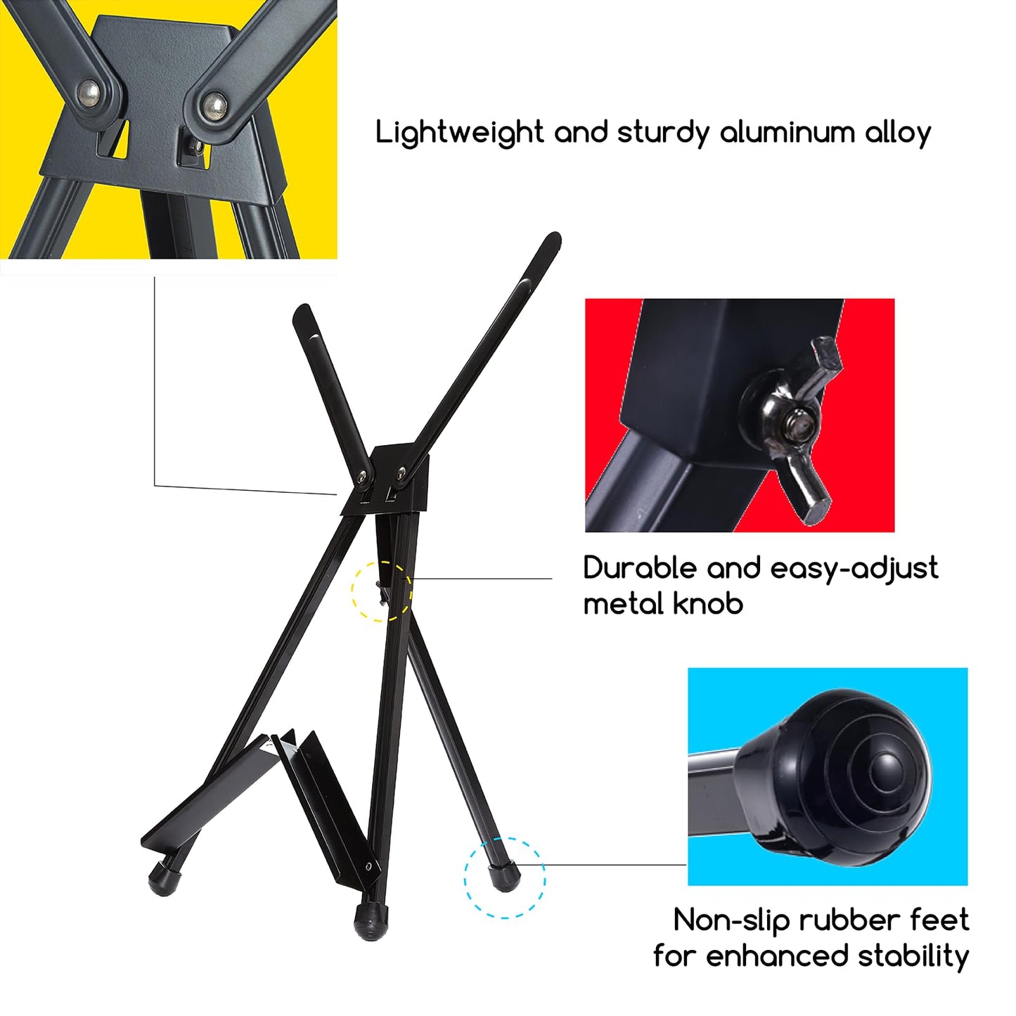 MEEDEN 10 Pcs Artist Tabletop Display Easel, Aluminum Tripod Easel for Painting, Collapsible Folding Frame Easel, Portable Lightweight Table Top Easel Stand, Hold Canvas Up to 24" x 30"