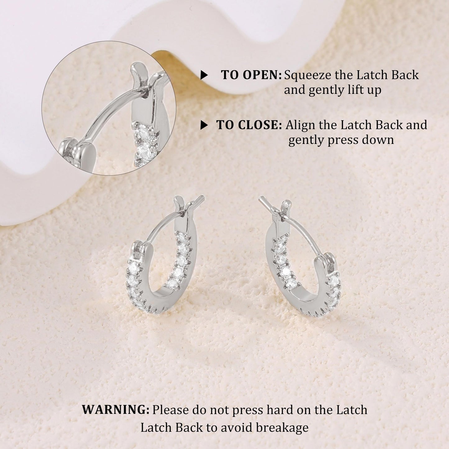 Gacimy Silver Hoop Earrings for Women, 15mm Cubic Zirconia Silver Hoop Earrings, 14k White Gold Plated Hoop with 925 Sterling Silver Post