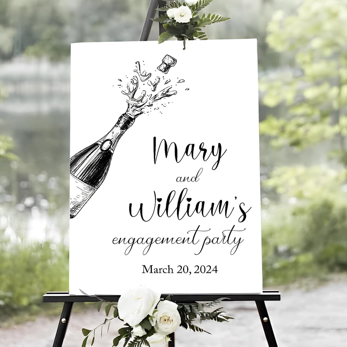 Engagement Welcome Sign, Champagne Personalized Engagement Party Sign, Engagement Party Welcome Sign, Engagement Signs For A Party, Rustic Engagement Decor