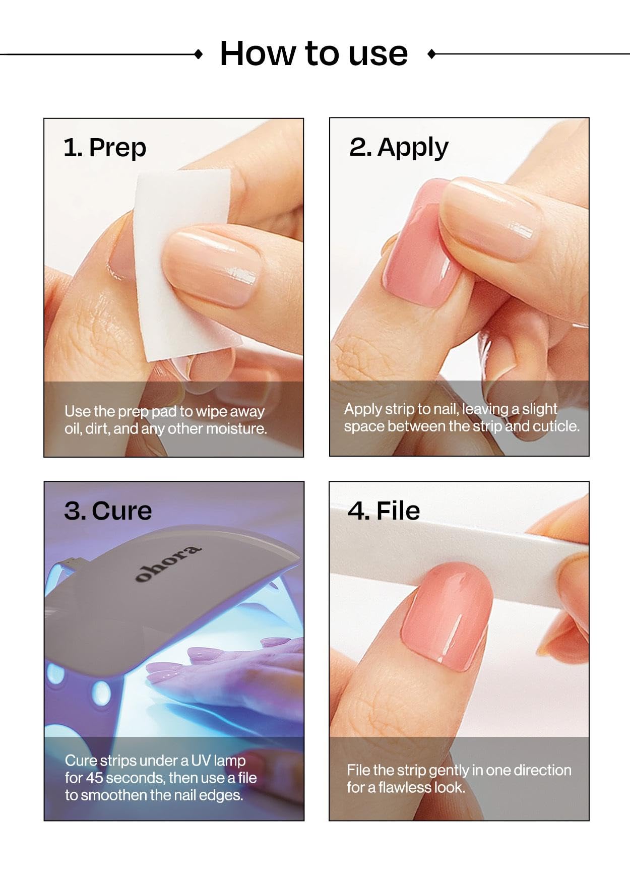 ohora Semi Cured Gel Nail Strips (N Dewy Mint) - Green, Solid, Works with Any UV/LED Lamps, Salon-Quality, Long Lasting, Easy to Apply & Remove - Includes 2 Prep Pads, Nail File & Wooden Stick