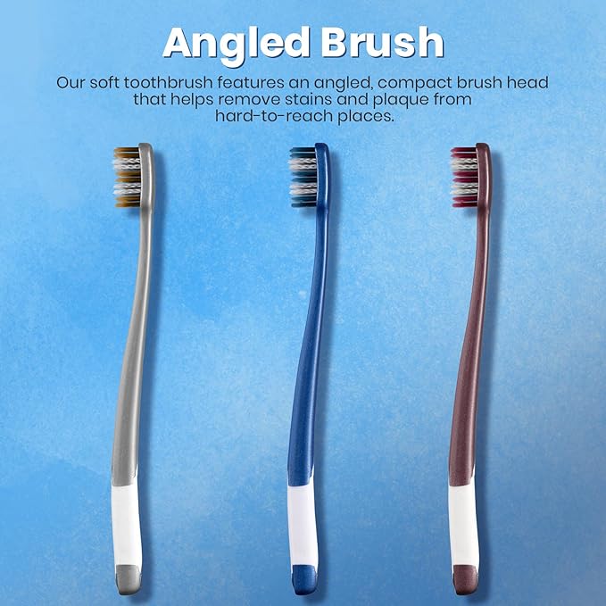 Fregum 8811 Toothbrush Soft Bristle Adult - Dual Bristle Design, Spiral & Medium Soft Bristles, 6 Count