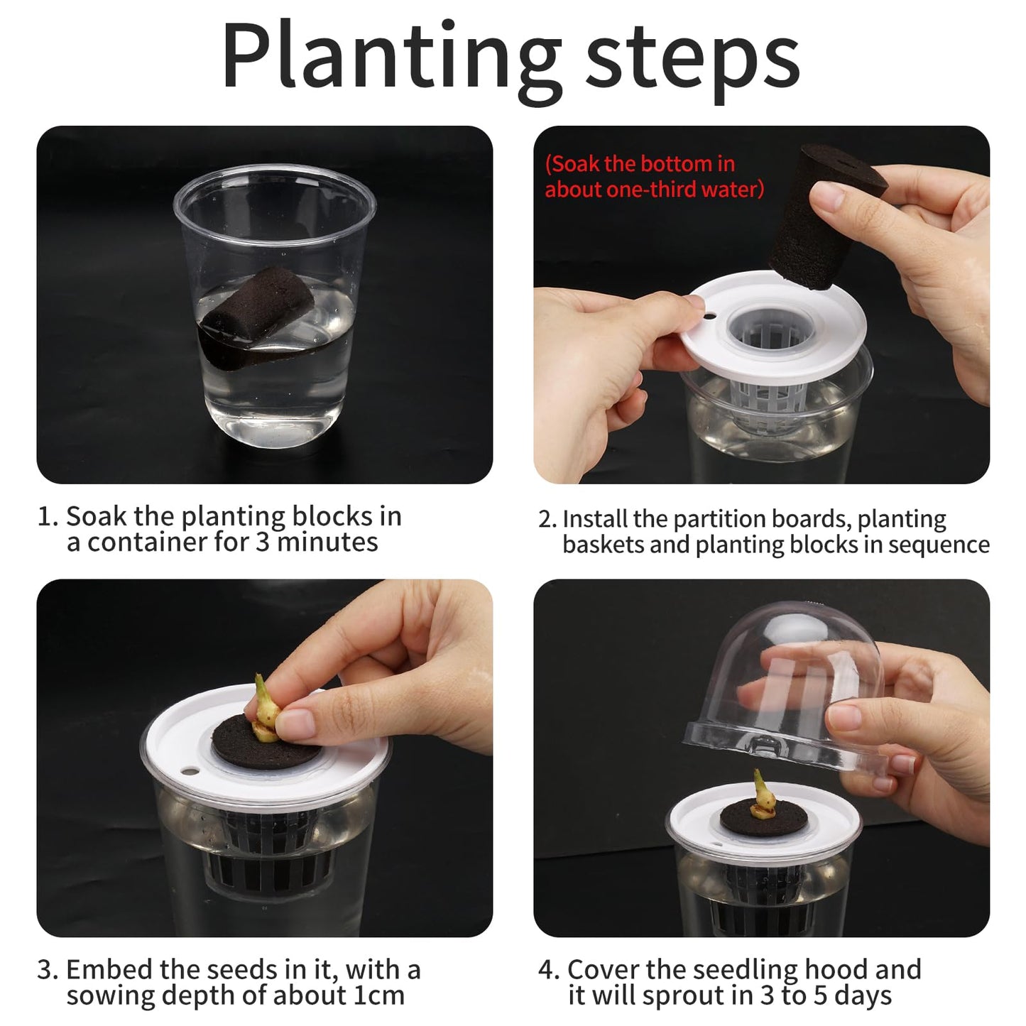 6 Pack Clear Hydroponic Nursery Kit, Transparent Plant Starter Hydroponic Pots for Seed Starting, Hydroponic System for Nursery