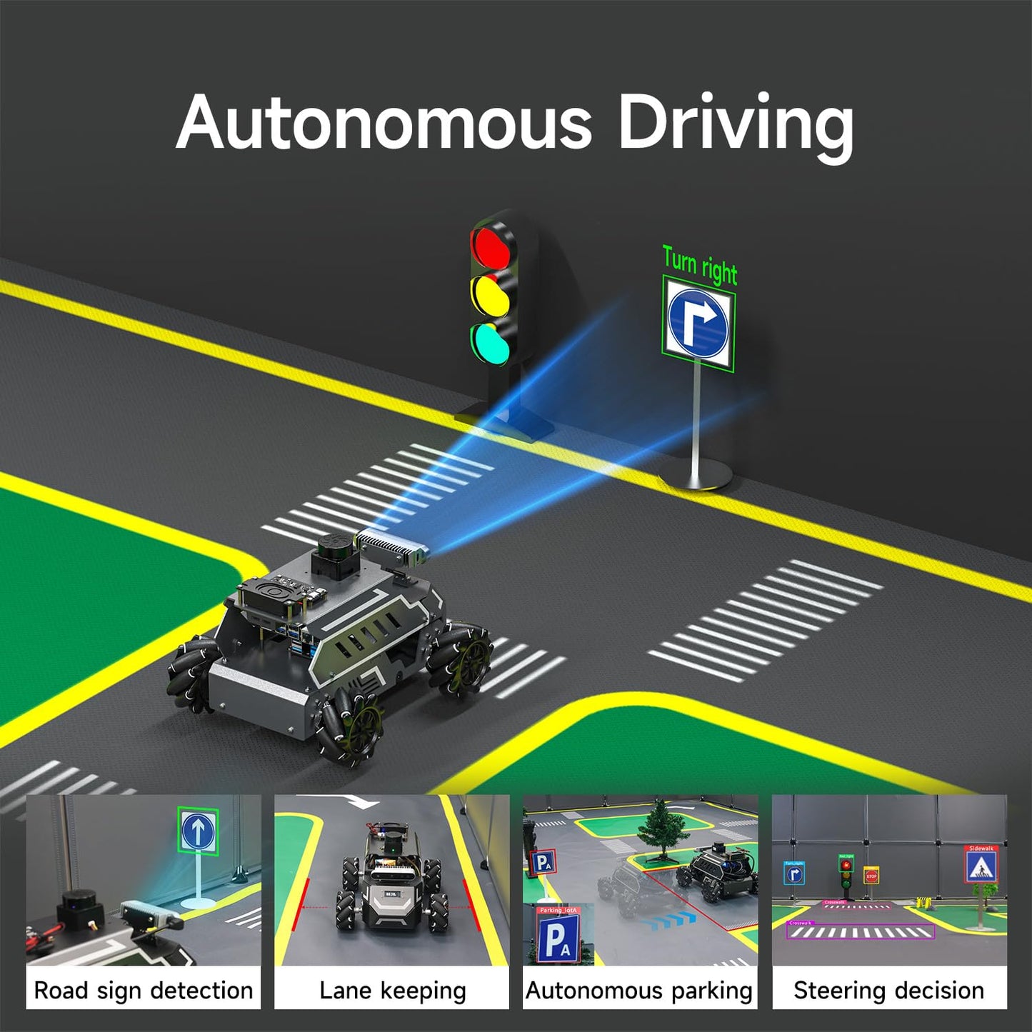 Yahboom ROS2 Smart Car,Raspberry Pi5-8GB Rosmaster M1 Multimodal AI Vision Large Model, SLAM Navigation Programming, Mecanum Wheels Robot (Standard Ver Without Pi5-8GB)