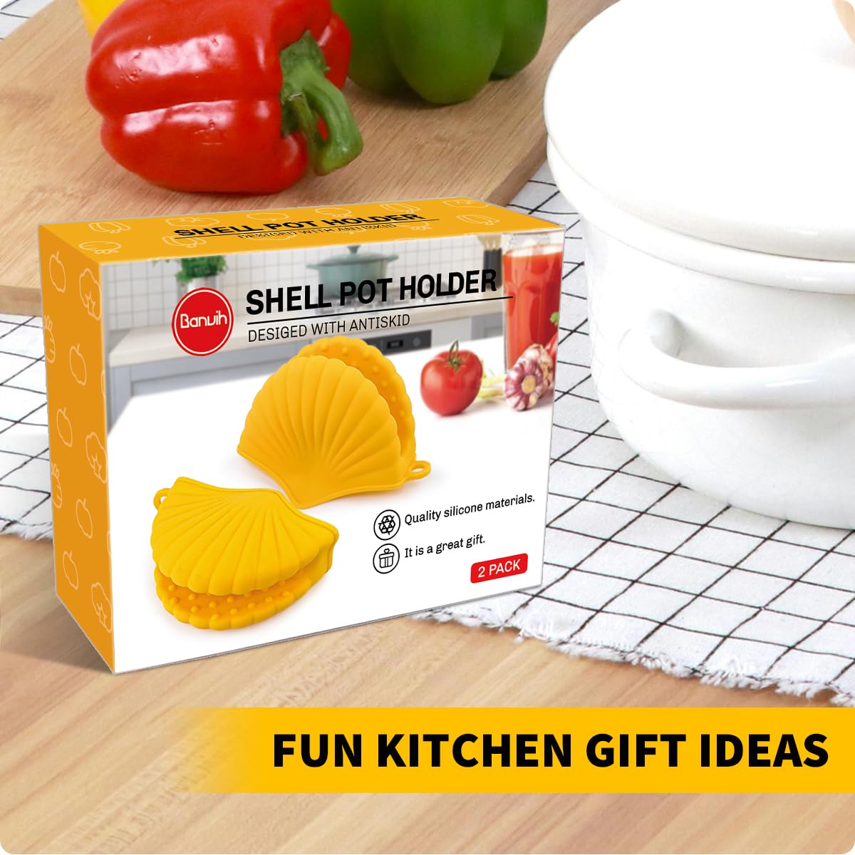 Silicone Shell Pot Holders - Valentines Day Gifts for Her,Cute Kitchen Gadgets Birthday Gifts for Women