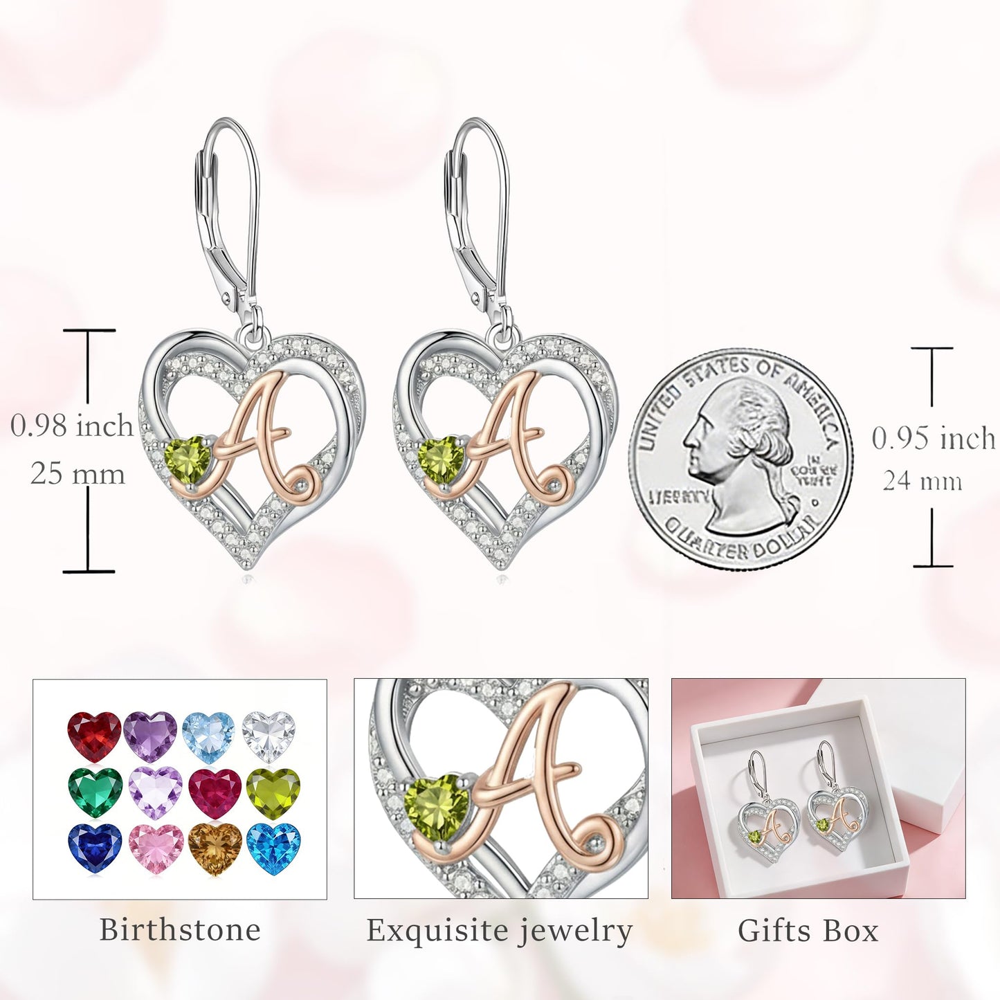 ZPMMPZ Initial Birthstone Earrings Intial Letter Dangle Drop Earrings Birthstone Jewelry Gifts for Women A & September