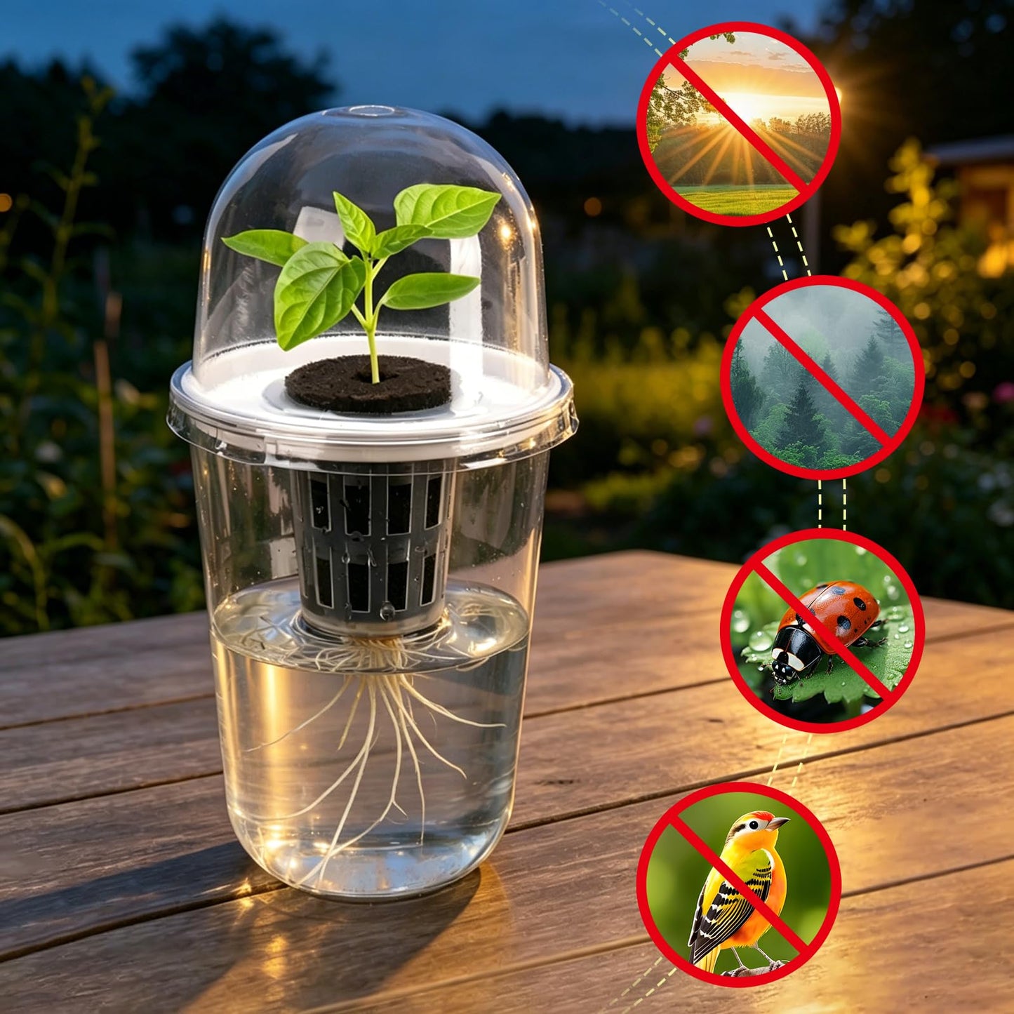 Ronyes Clear Hydroponic Nursery Kit with Vented Humidity Domes 8 Packs, Corms Growing Container, Hydroponic Growing System, Tissue Culture Acclimation Kit