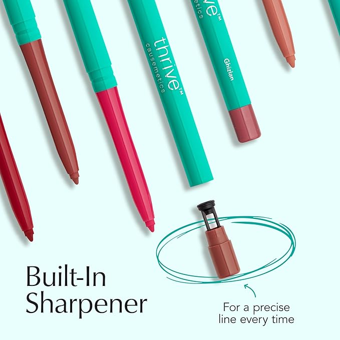 Thrive Causemetics Lip Filler Long-Wearing + Plumping Lip Liner, Shea Butter Hydrating Lip Plumper Retractable Lip Liner Pencil, Built In Sharpener, Vegan & Cruelty Free, Maureen (Petal Pink)