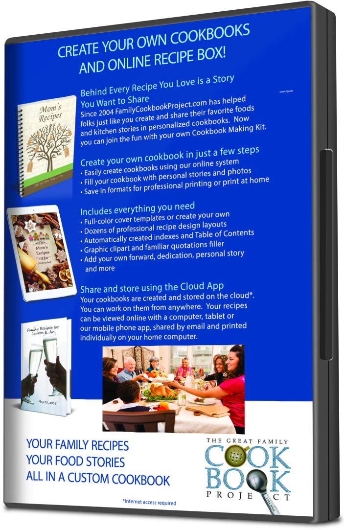 Personalized Cookbook Making Kit Including 1 Printed Cookbook - Fun, Convenient and Easy to Use: Preserves Family Recipes for Future Generations. Makes A Great Gift!