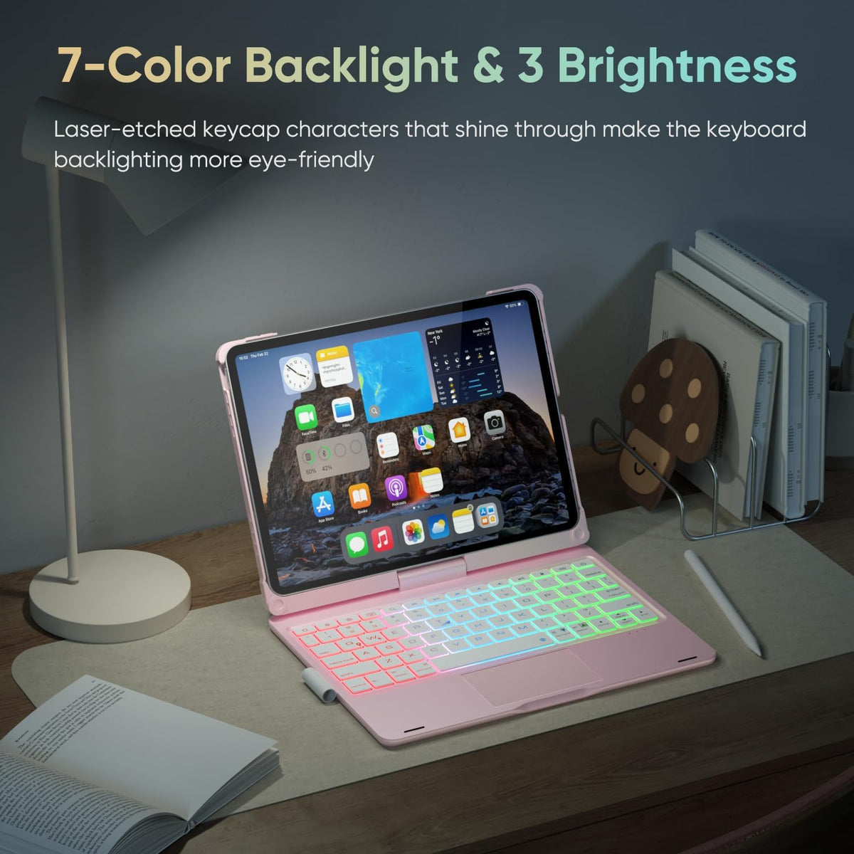 doqo for iPad Air 11 and iPad Pro 11 case with Keyboard,360° Rotatable Keyboard case for iPad Air 11 M3 2025/M2 2024,air 5th,4th 10.9,iPad Pro 11(4th,3rd,2nd,1st Gen) with Multi-Touch Trackpad (Pink)