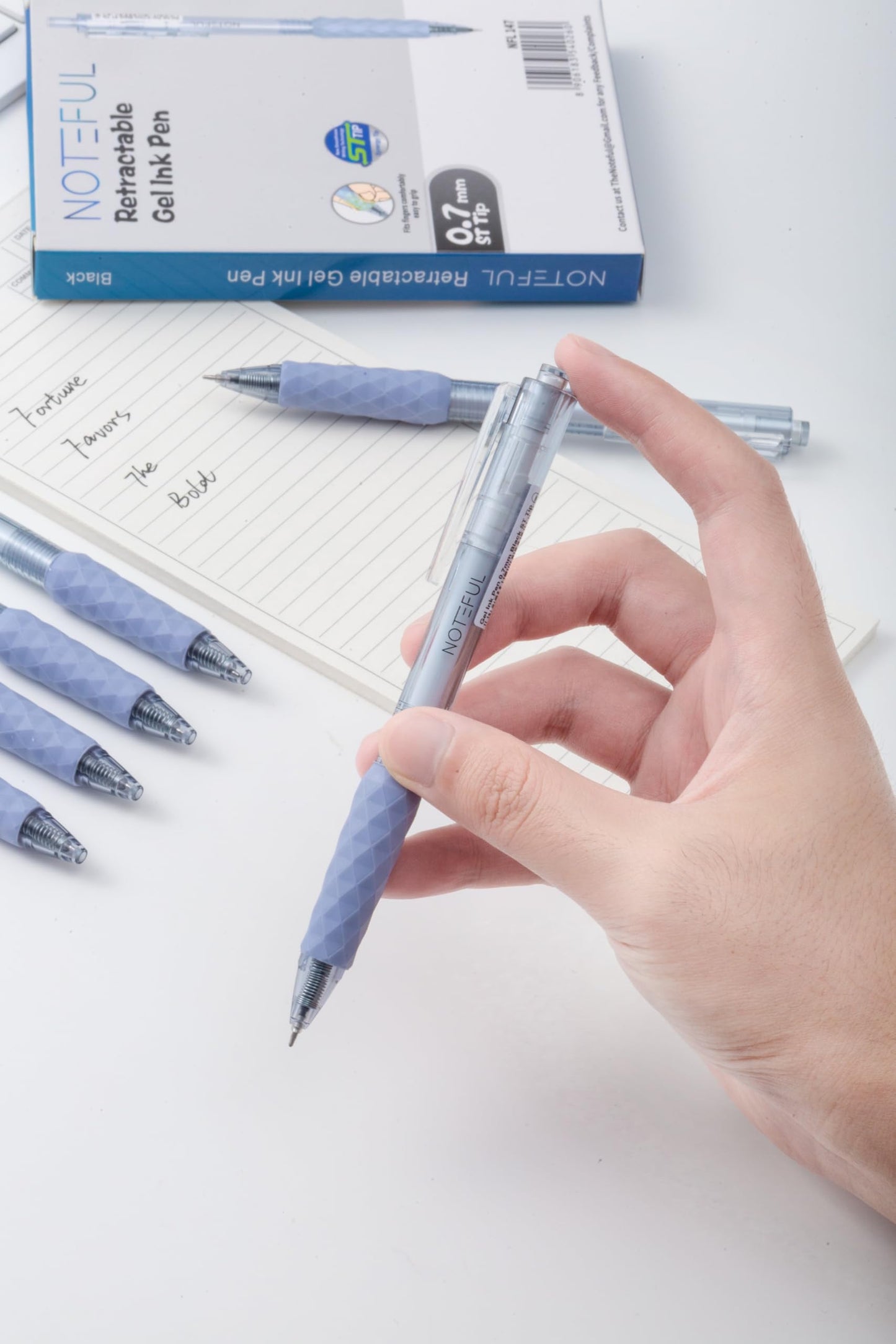 NOTEFUL Black Gel Ink Pens 8 Pack, 0.7mm ST Tip Retractable Pens with Comfortable Grip, Smooth Writing Pens for Office Work, School Supplies, Note Taking and Daily Writing