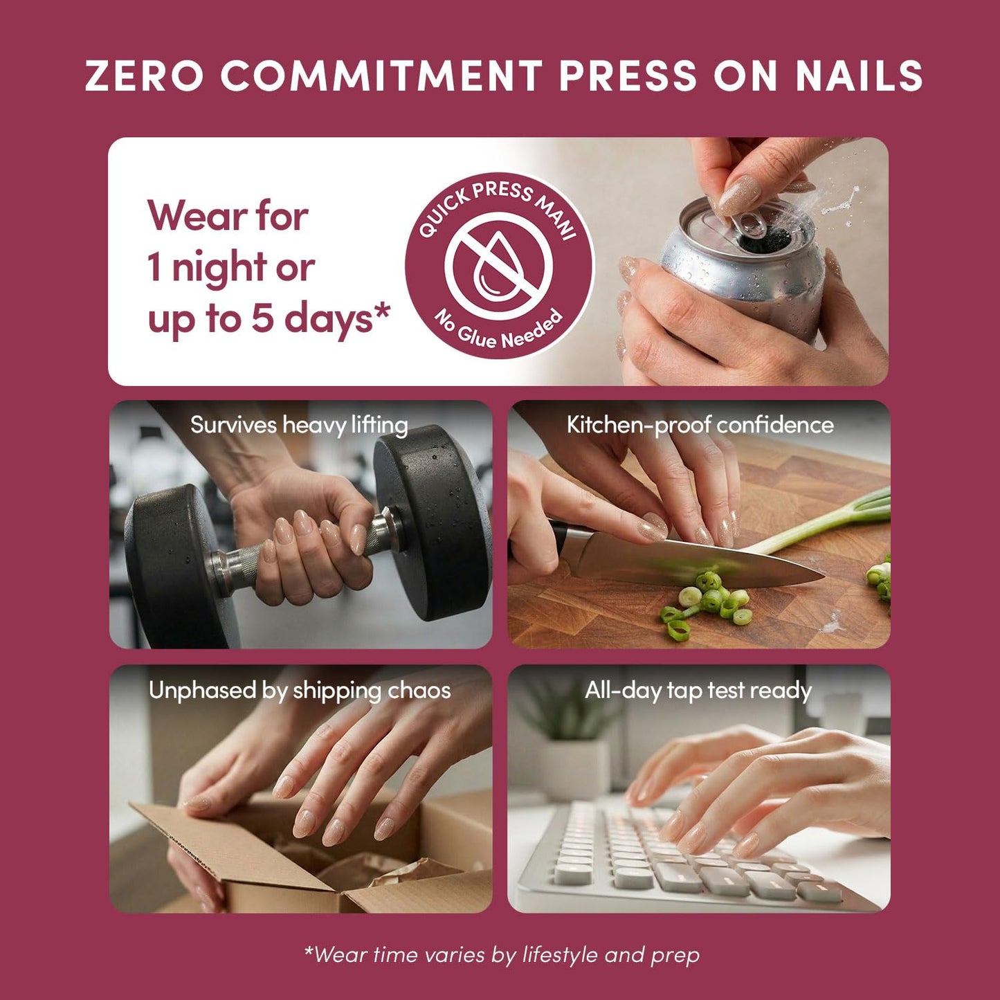 Glamnetic Quick Press Mani Bundle - No Glue Press On Nails, Just Peel and Stick | Sparkly Brown & Teddy | Mess Free Salon Quality Stick On Nails | Oval Extra Short Nails