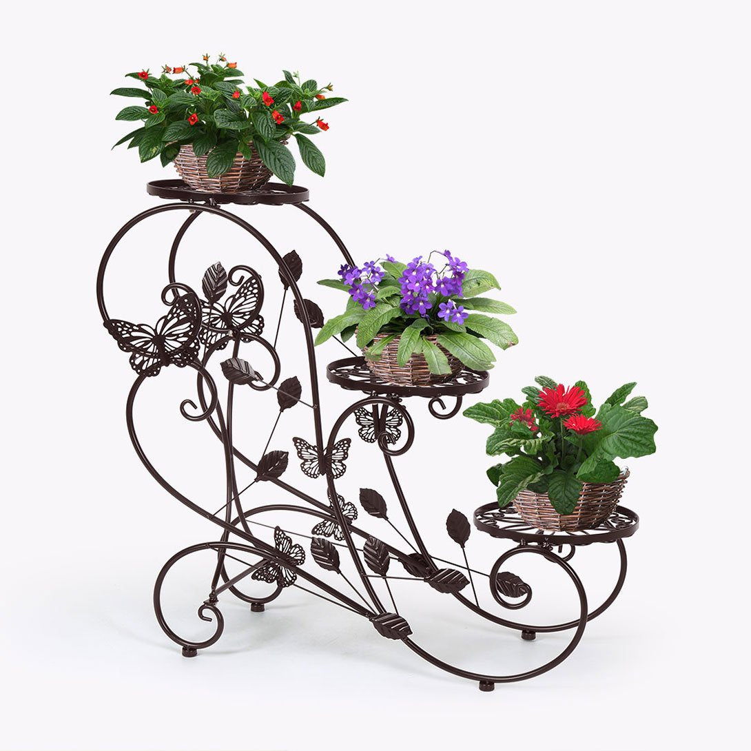 Windpost 3-Tiered Plant and Flower Stand Plant Flower Pot Rack with Classic Design,Bronze