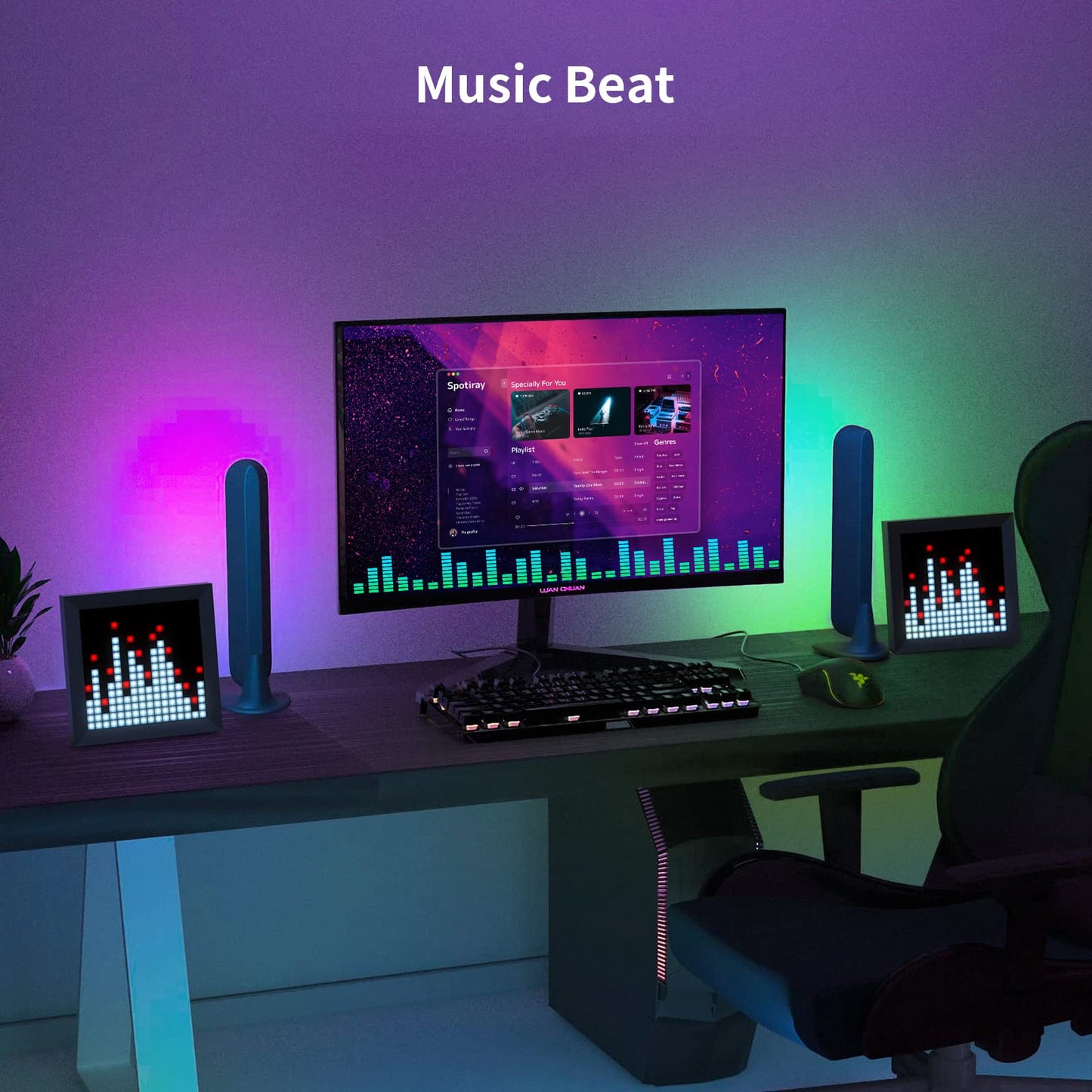 Divoom LED Light Pixel Display Panel Suit for RGB Light Bars, Smart App Control with Cool Animation Desk Setup for PC, TV, Gaming Room Decor