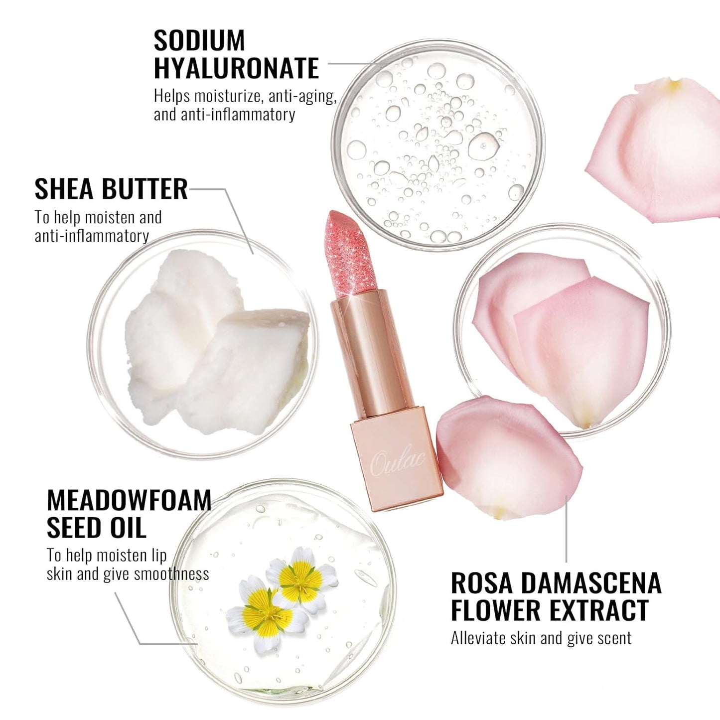 Oulac Shimmer Lipstick for Women, Infinity High Shine Finish, Hydrating Lip Color Infused with Damask Rose Oil for All-Day Comfort, Gluten-Free Vegan Beauty, D04 Brunt Rose
