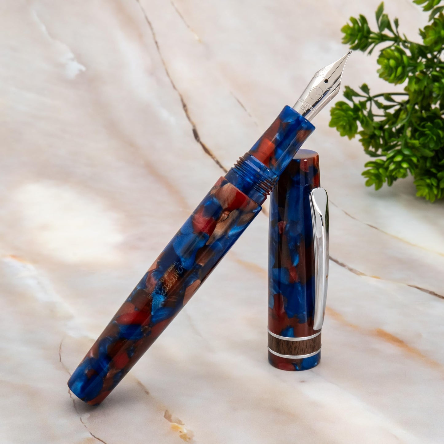Monteverde USA Dragon Tree Fountain Pen – Blue/Brown Extra Fine Nib with Free 15ml Ink Bottle – Luxury Writing Gift Inspired by Nature for Collectors & Professionals