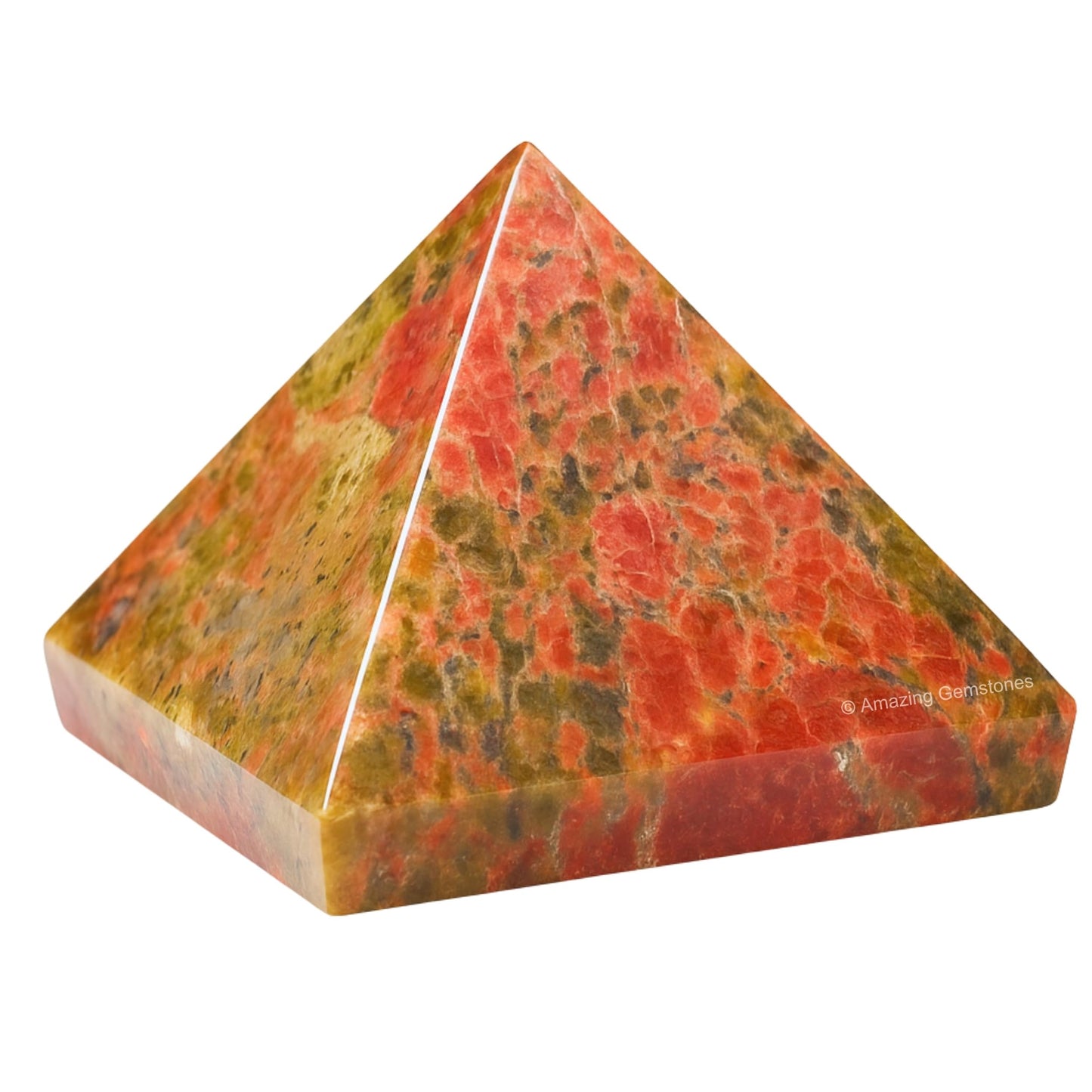 Amazing Gemstone Unakite Pyramid Crystal Healing Stones - 2" Great Pyramid Figurine of Natural Stone Pyramid for Meditation, Reiki, Chakra Balancing and Crystal Pyramids Grid