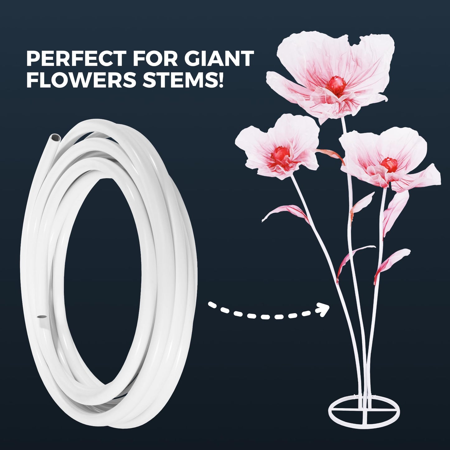 32ft 20mm Original Flexible Pipe for crafts, Extra Durable design, Tube Pipe for Fake Flowers, Prop Building, Balloon Arches, Stem Tubing for Floral Wedding Decor, DIY Arts & Craft