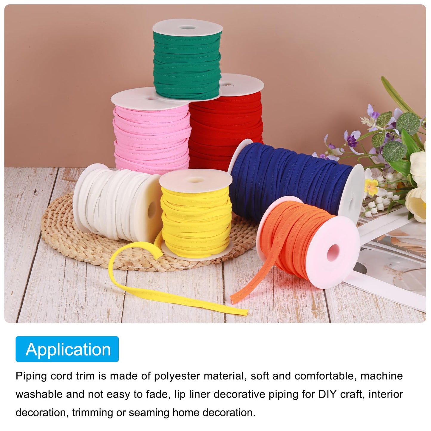 MECCANIXITY Piping Cord Trim 20 Yards 1/2 Inch Piping Tape for Sewing DIY Crafting Fabric Edge Trim Deep Green