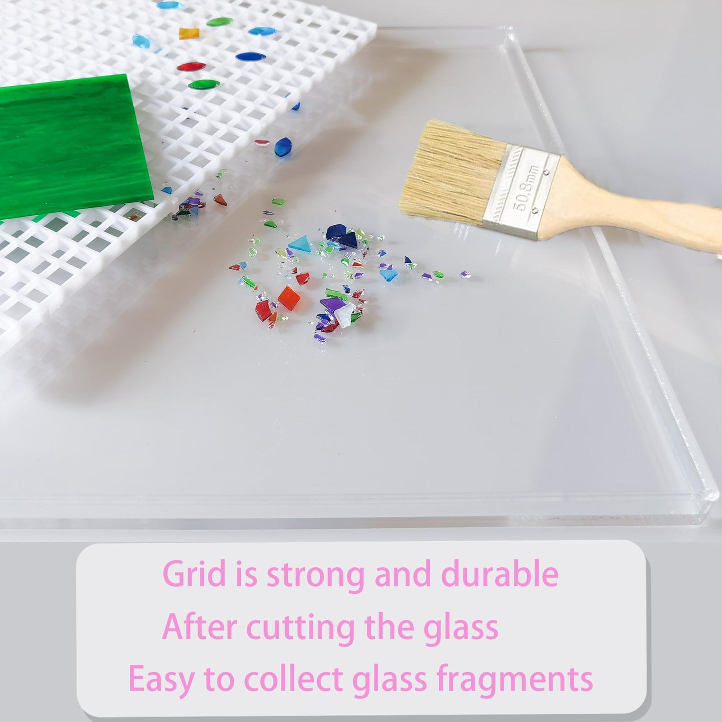 Stained Glass Cutting Mat with Tray 12"x12", Stained Glass Supplies, Catching Shards in Grids, Suitable for Cutting Glass and Cutting Mats for Crafts