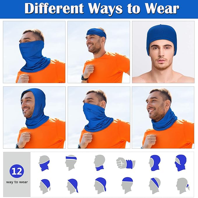 Geyoga 6 Pieces Winter Face Mask for Men UV Protection Mask Sunscreen Breathable Windproof Neck Gaiters Scarf Fishing Cycling Running (Simple Colors)