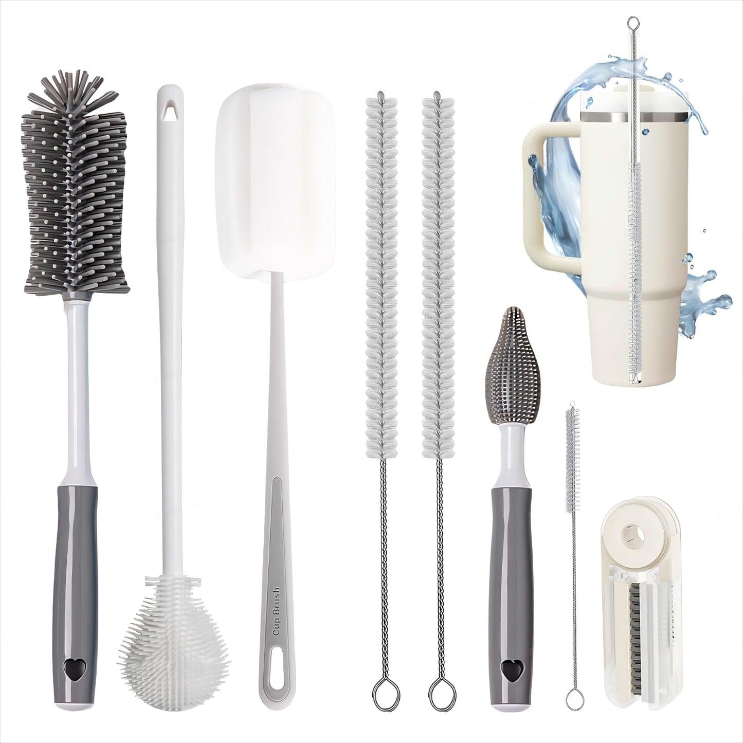 Dosanlues 8Pcs Water Bottle Cleaner Brush Compatible with Stanley, Multipurpose Brush Cleaner Kit with Nylon Straw Brush 4 in 1 Bottle Gap Cleaner and Silicone Cup Cleaners