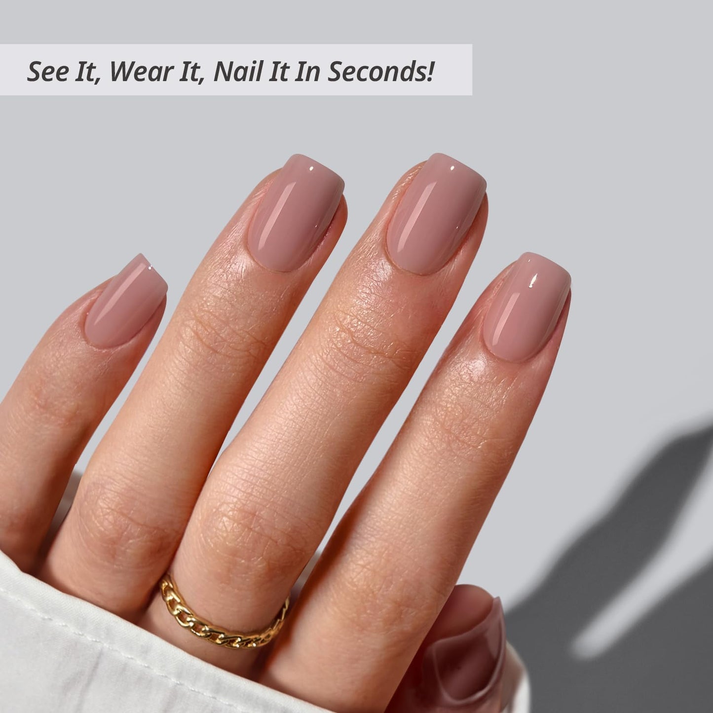 BTArtbox Press On Nails Short - Taro Nude Squoval Fall Press On Nails with Glue for Women, Opaque Soft Gel Glue On Nails in 15 Sizes - 30 Stick On Nails Kit, Clay Kiss