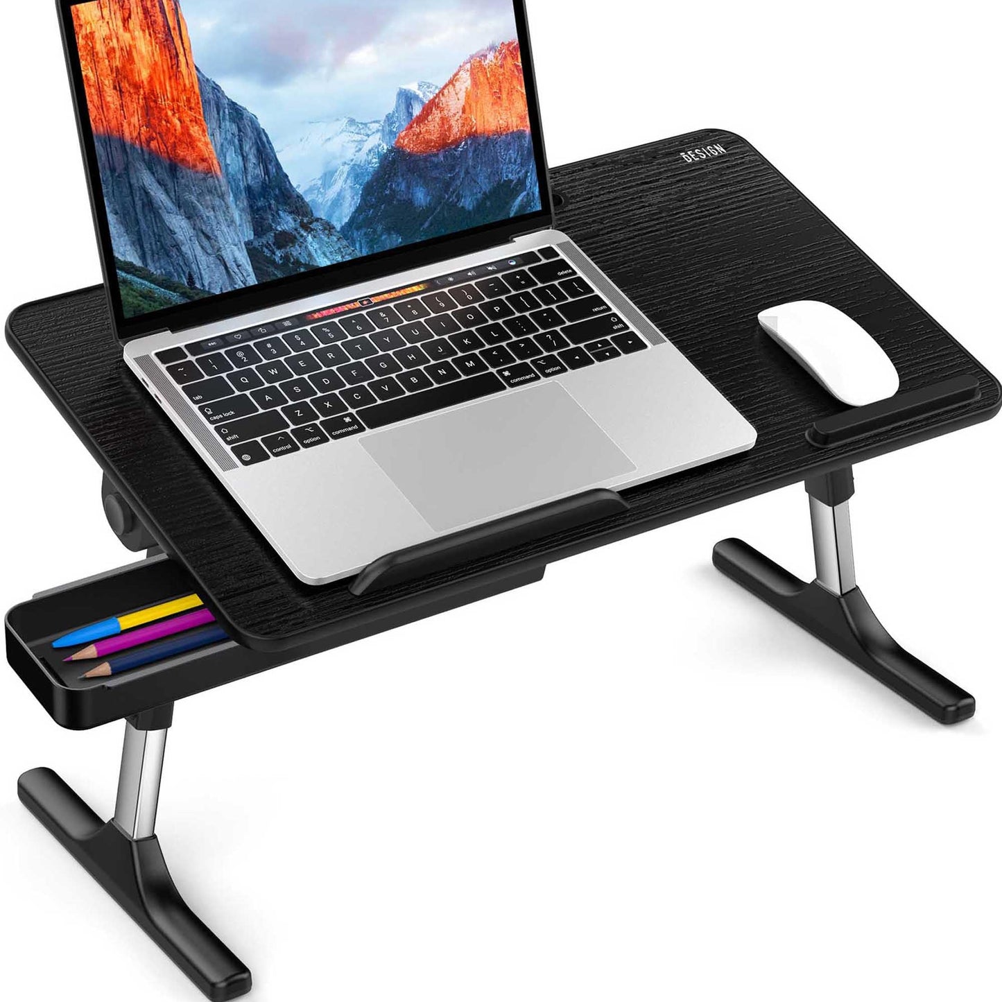 Besign LT05 Adjustable Laptop Table, Lap Desk, Portable Standing Bed Desk, Foldable Sofa Breakfast Tray, Notebook Computer Stand for Reading and Writing, Medium Size, Black