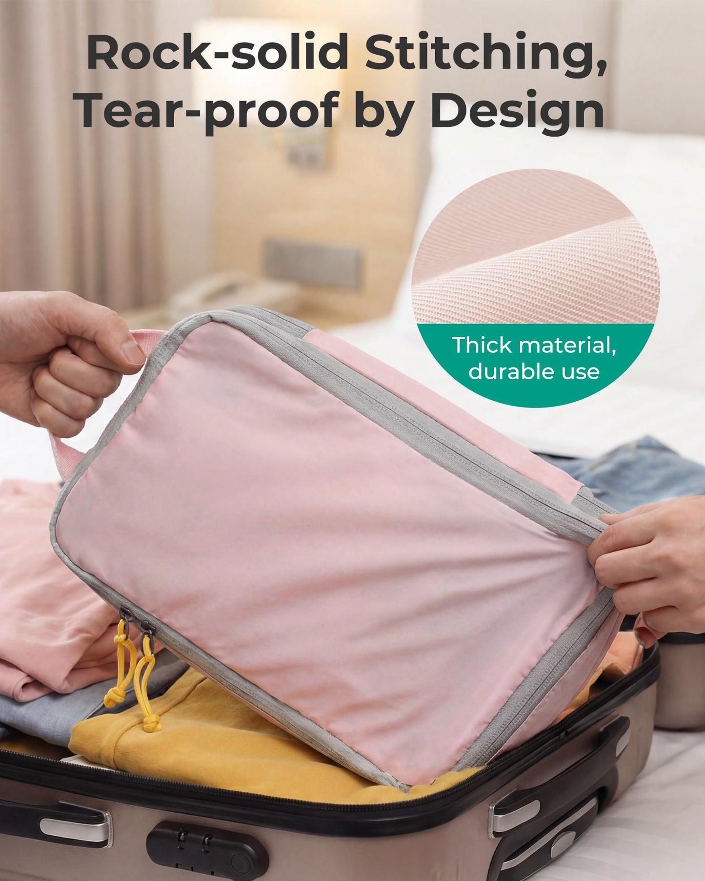BAGSMART Compression Packing Cubes for Travel, Lightweight Luggage Organizer Bags, Durable Space Saver Bags Travel Essentials, 6 Set