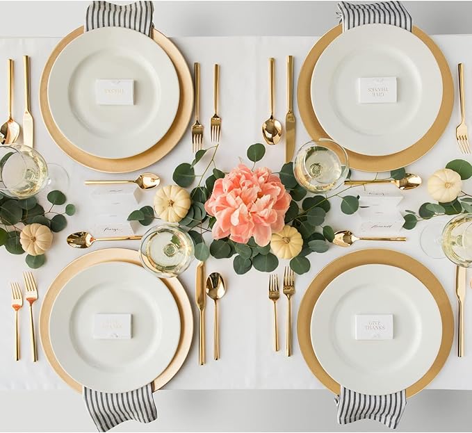 MAONAME Gold Charger Plates Set of 12, 13-Inch Round Plate Chargers for Dinner Plate, Plastic Table Chargers for Wedding Decor, Party
