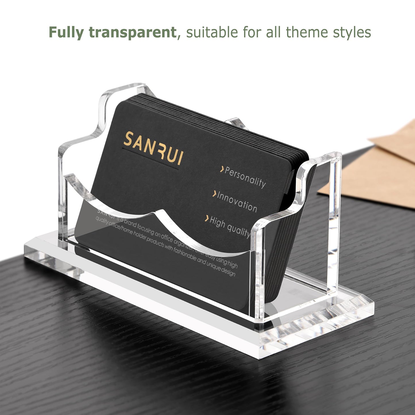 SANRUI Acrylic Business Card Holder for Desk,Clear Horizontal Name Card Stand for Women and Men, Desktop Organizer Display for Office Home Exhibition - 2 Pack 120 Card Capacity