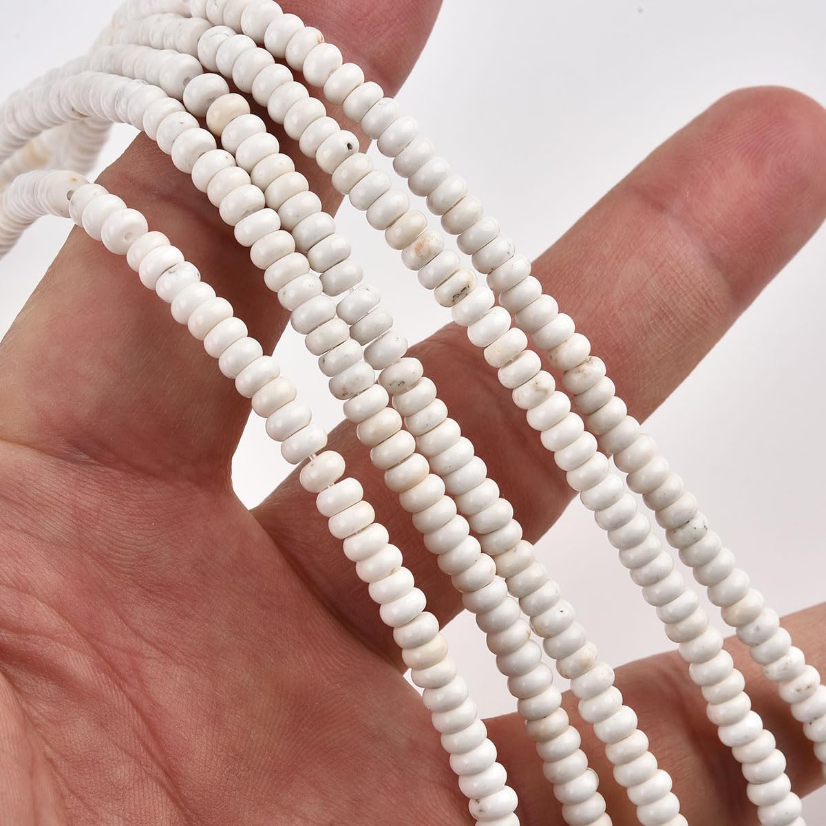 170pcs 4x2mm Natural White Turquoise Disk Rondelle Spacer Stone Semi Precious Gemstone Loose Beads for Jewelry Making 15 Inch