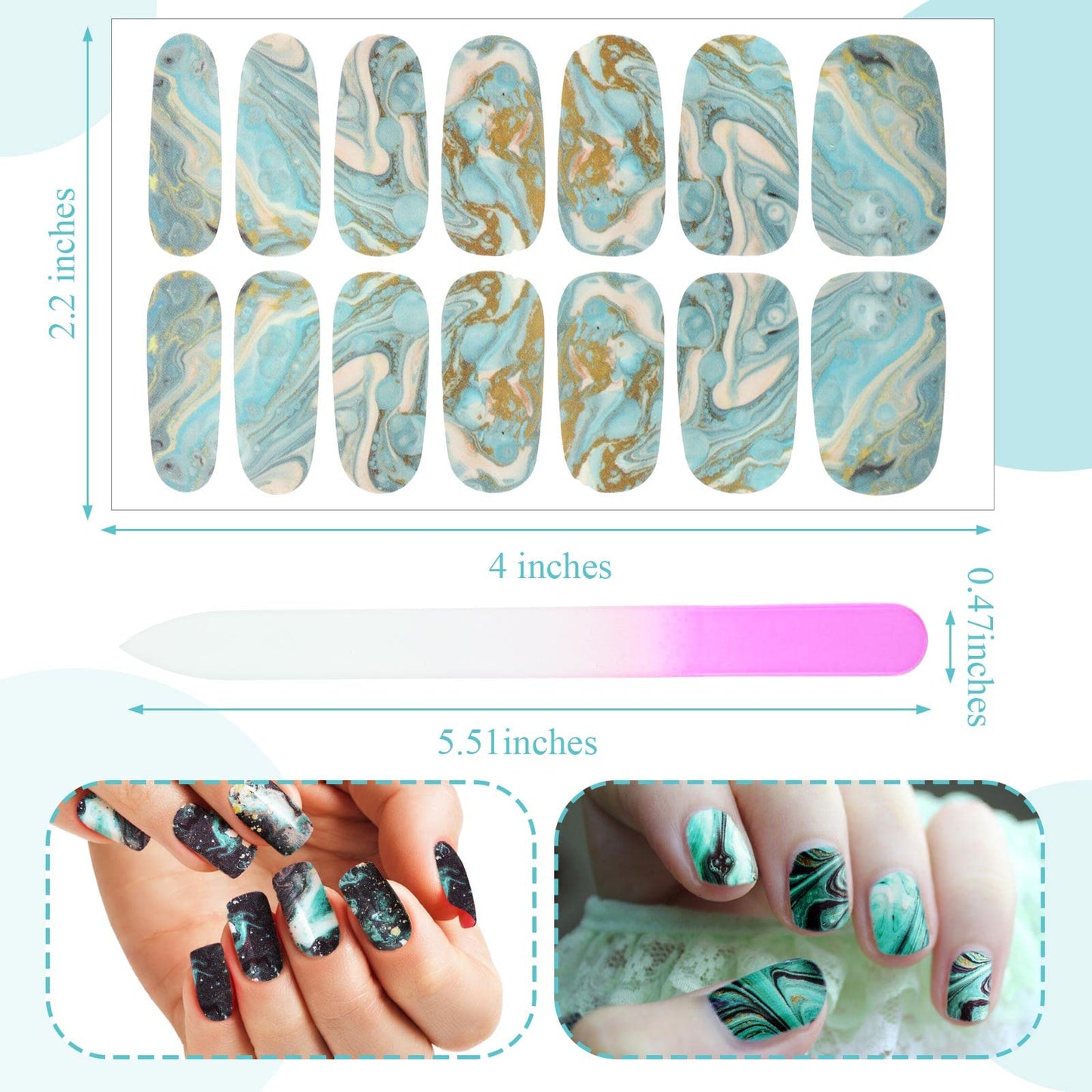Maitys 336 Pieces 24 Sheets Full Wrap Nail Polish Strips Stickers Self Adhesive Gel Nail Strips Art Decals with File for Women DIY Decorations(Fresh Style)