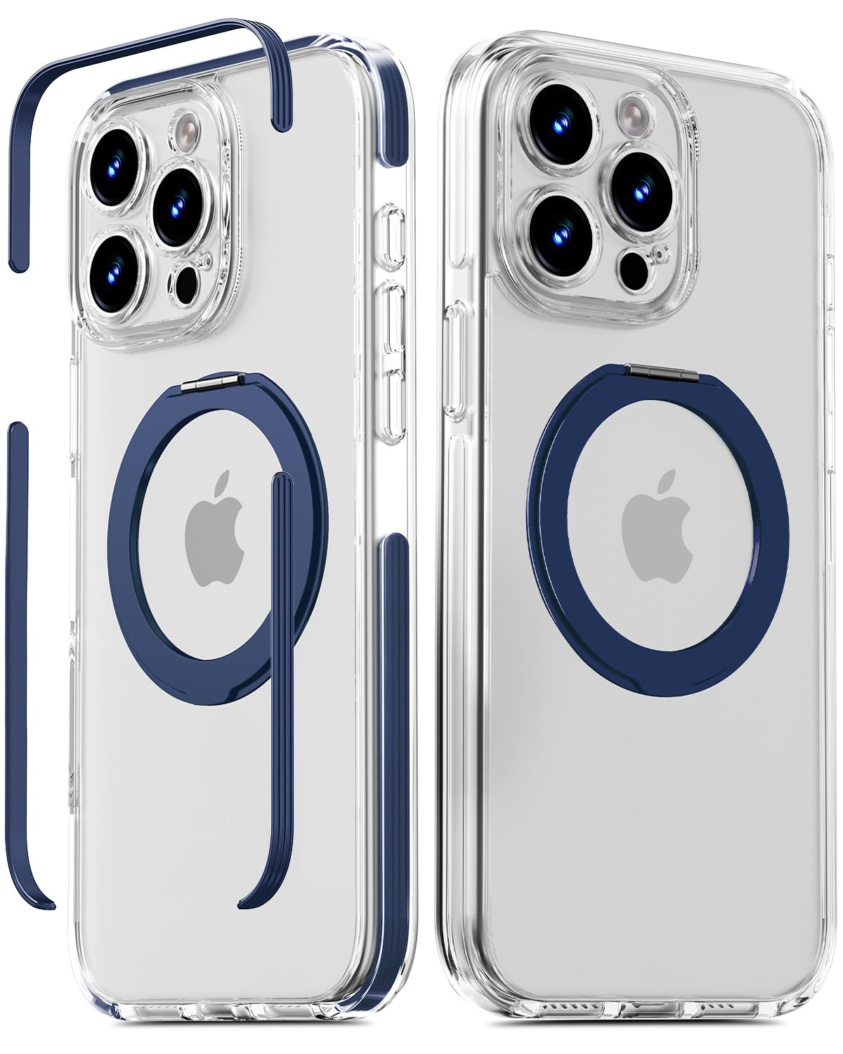 DecaStars Magnetic for iPhone 15 Pro Max Case with 360 Spin Stand [Compatible with MagSafe] [Military-Grade Protection] [Detachable Strip] Anti-Yellowing Slim Case for iPhone 15 Pro Max 6.7", Blue