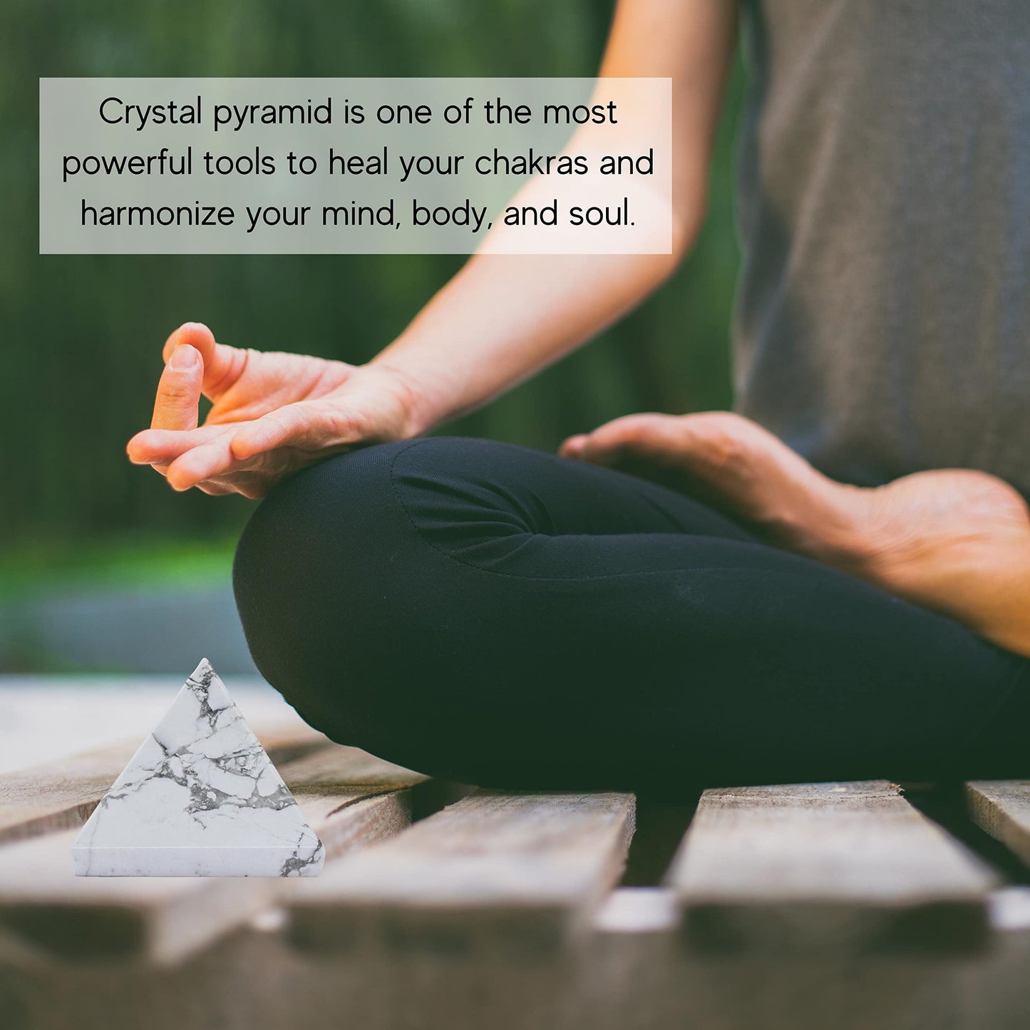 Amazing Gemstone Howlite Pyramid Crystal Healing Stones - 2" Great Pyramid Figurine of Natural Stone Pyramid for Meditation, Reiki, Chakra Balancing and Crystal Pyramids Grid