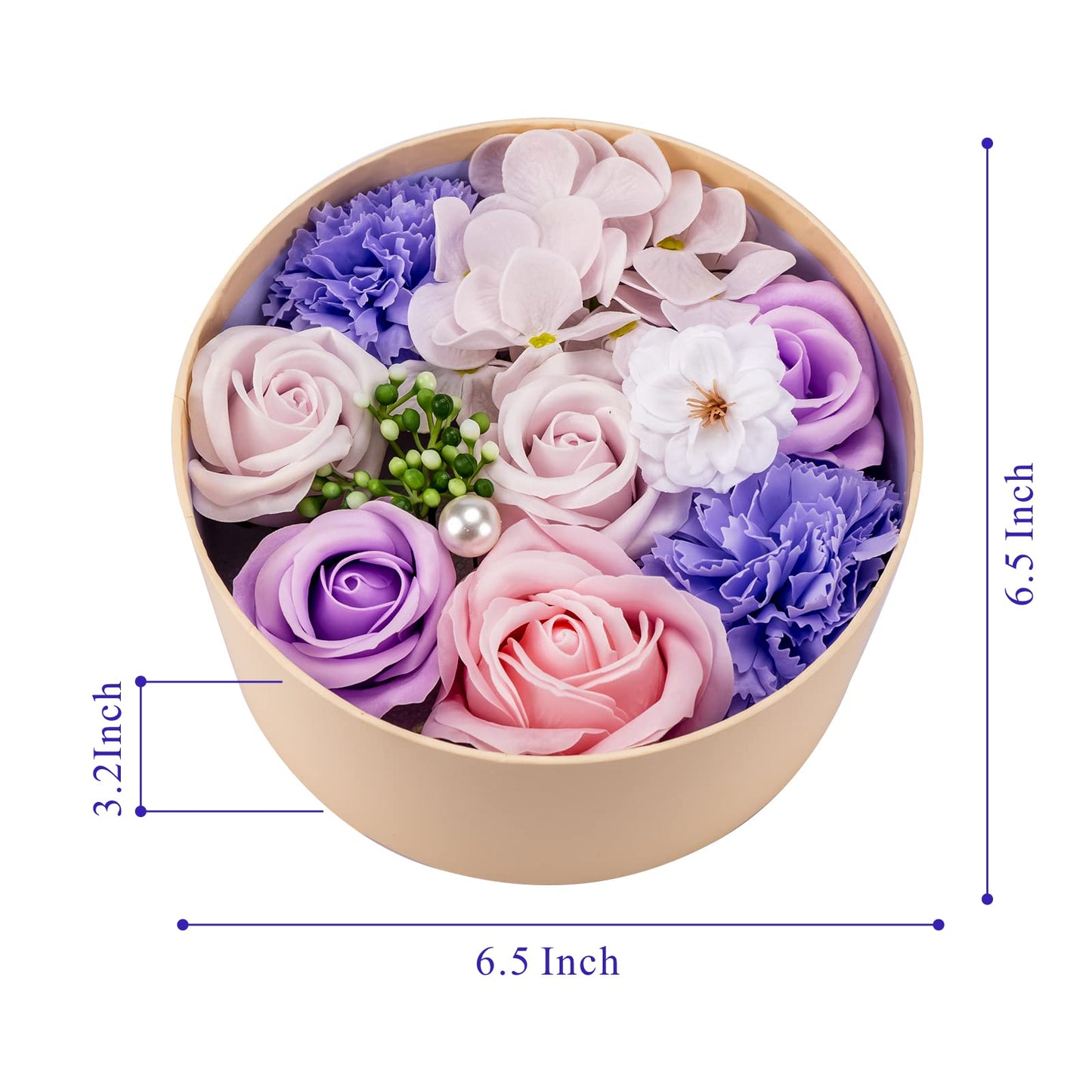 Rose Soap Petals Gift Set - Floral Scented Bath Soap with Essential Oils in Decorative Flower Box, Valentine Soap & Flower Soap for Women, Perfect for Valentine's Day, Christmas & Home Decor (Purple)