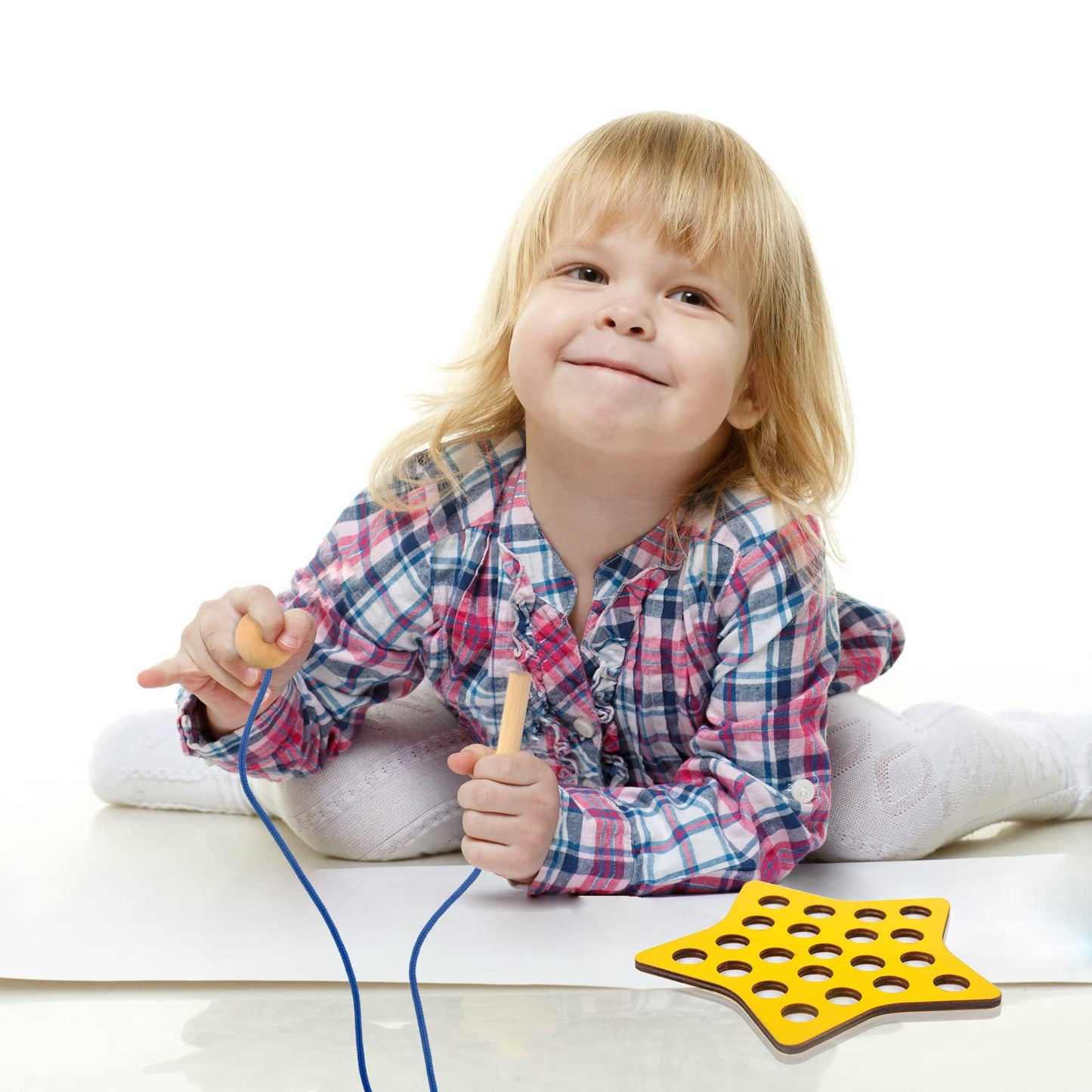 6 Pcs Lacing Toy Toddlers, Geometric Wooden Threading Toys, Educational and Learning Montessori Activity Baby and Kids, Fine Motor Skill Toys