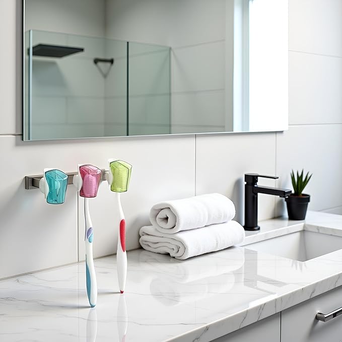 3Pcs Multicolor Toothbrush Holder Travel Toothbrush Head Covers with Suction CupBathroom Wall Mount Suction Cup for Bathroom Portable Wall Mount Toothbrush Holder Rack Dustproof Cap Cover Accessories