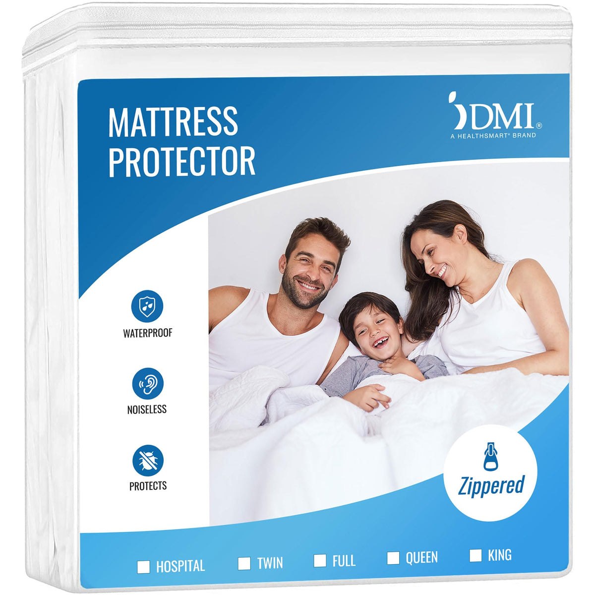 DMI Twin XL Waterproof Mattress Protector - Fitted, Noiseless Mattress Cover, Soft and Breathable, 39" x 80"x 12", White