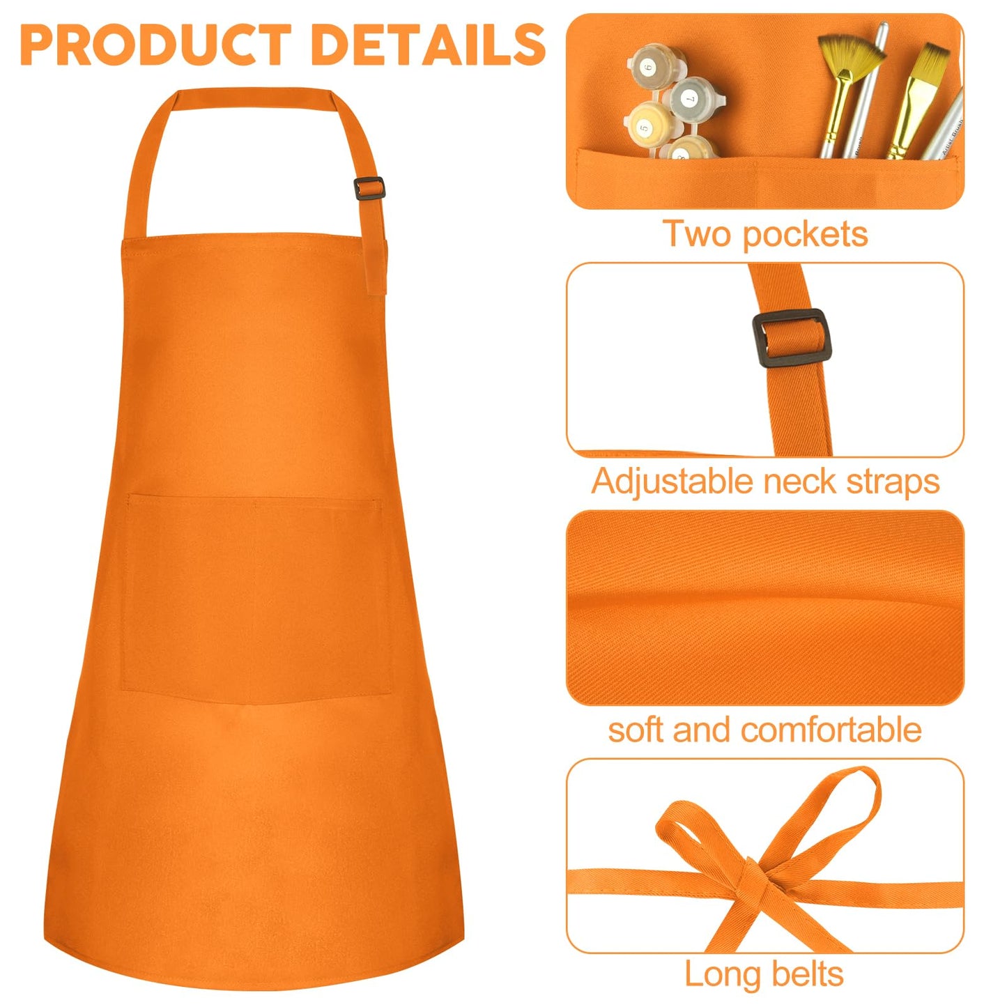Bouiexye 20 Pack Kids Apron Adjustable Children Apron with 2 Pockets Children Chef Painting Aprons for Cooking Baking Painting Crafts Making