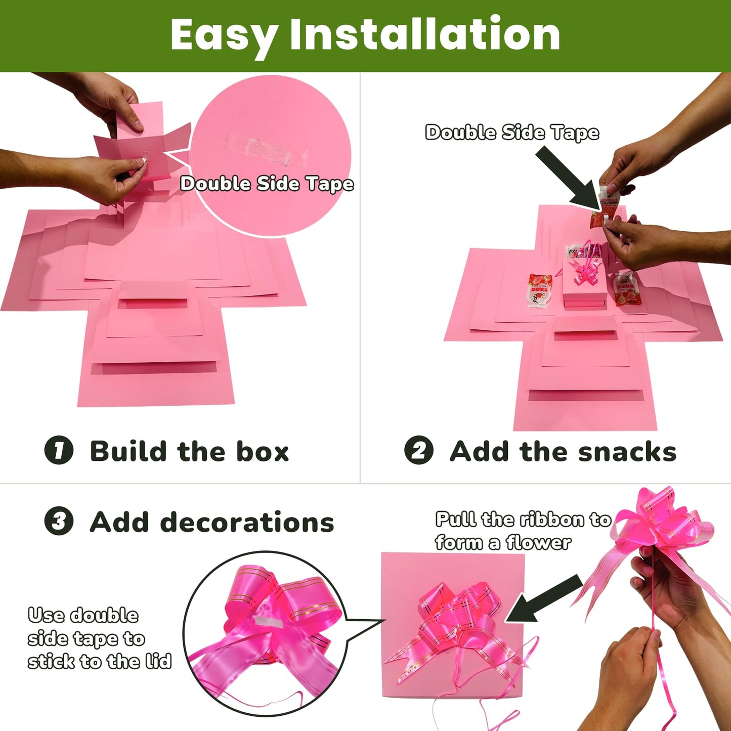 LOOMROOT Gift Box for Holidays, 5 Layer Surprise Picture Box Opens Up, Multi Layer DIY Photos Gift for Birthdays (PINK)