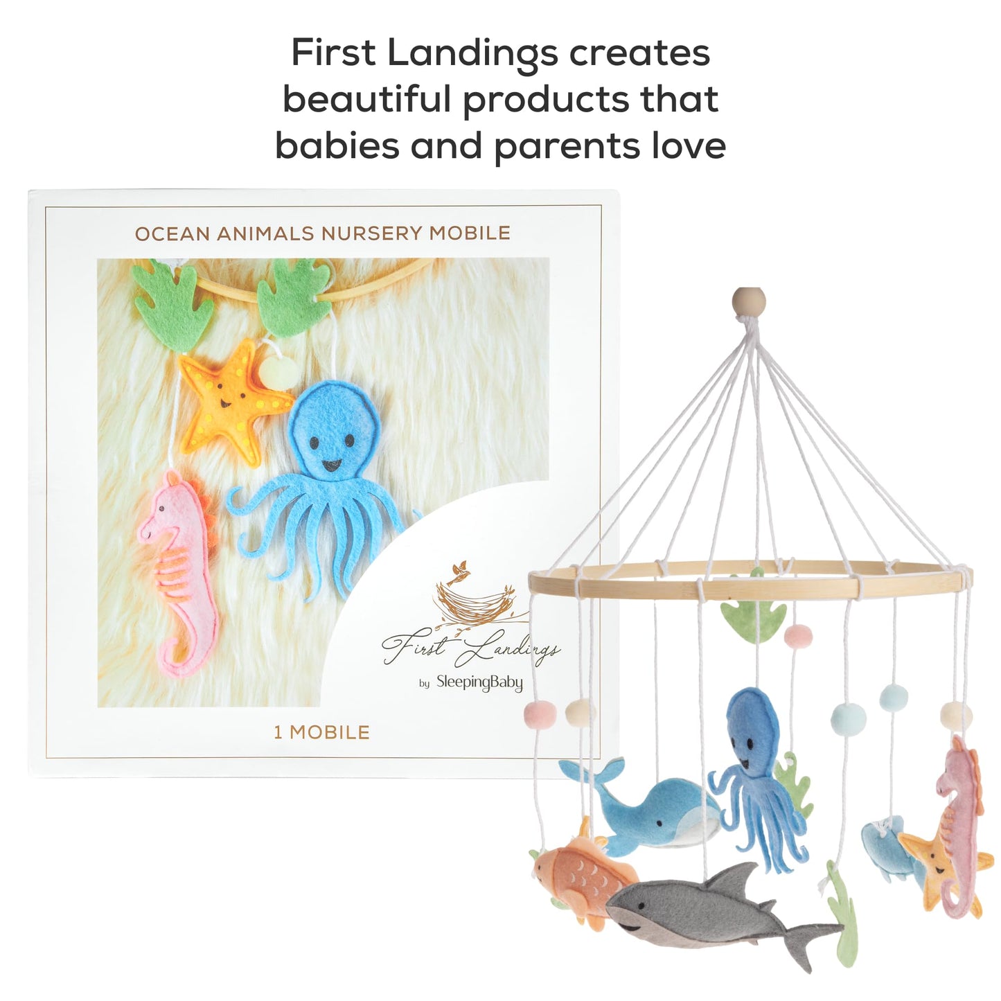 First Landings Baby Mobile for Crib - Animal Nursery Mobiles - Gender Neutral Baby Nursery Decor - Ocean Creatures