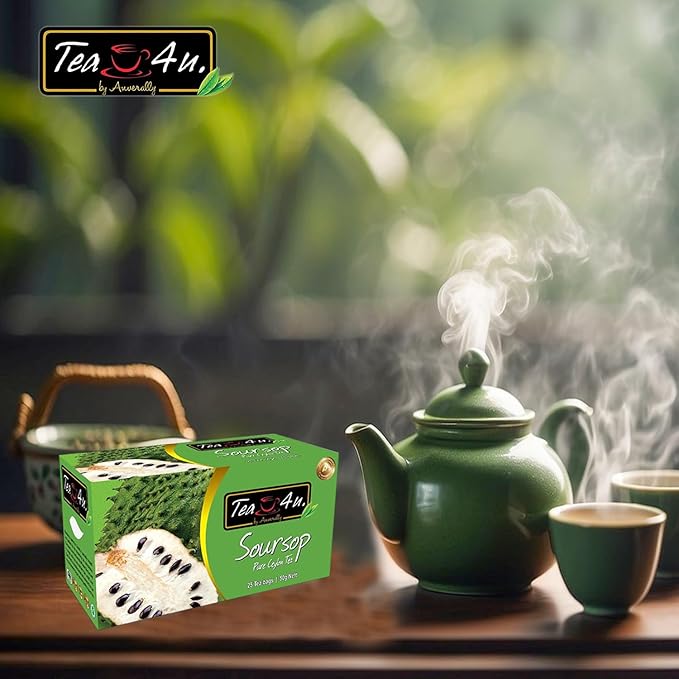 Tea4U Flavored Black Ceylon TeaBags (Soursop) - Ideal Quality from Sri Lanka's Finest Leaves and Expertly Blended - 25 Count