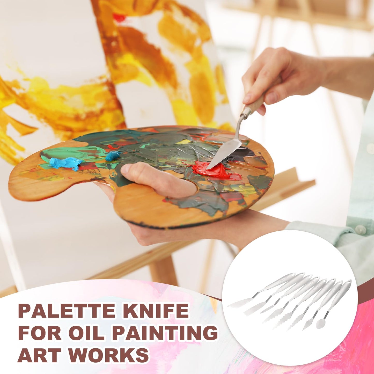 MECCANIXITY 2pcs HM#4 Palette Knives 19mm Width Stainless Steel Spatula Painting Pallet Knife with Stainless Steel Handle for Oil Painting Acrylic Canvas Mixing Spreading