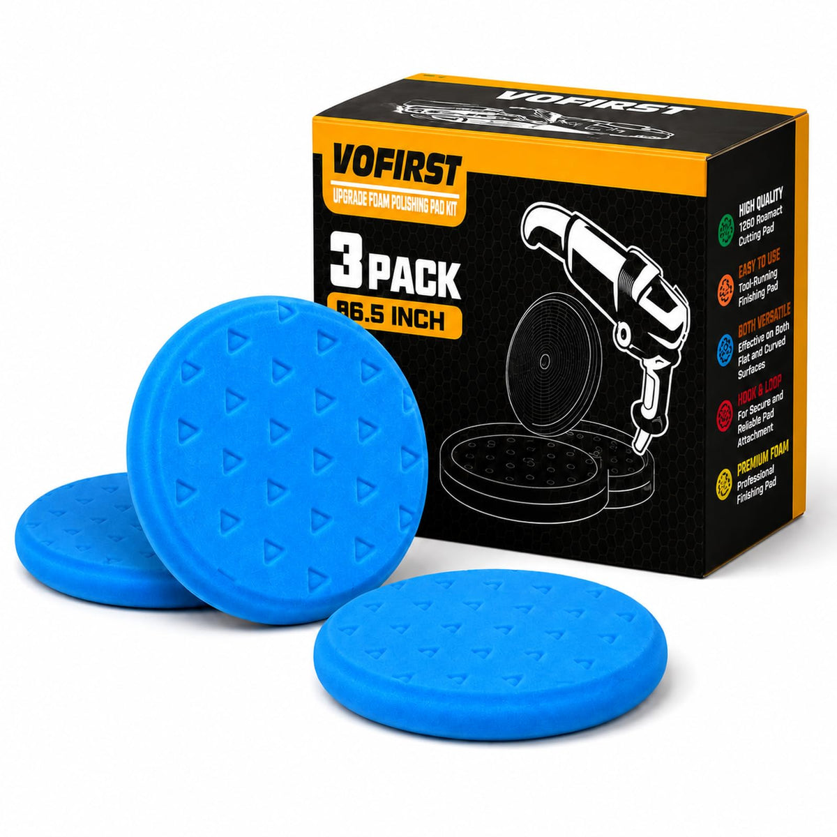 Polishing Pad 6.5 Inch 3 Pack Blue Foam Buffing Pads for Car Detailing (3 Count)
