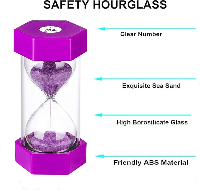 SuLiao Sand Timer 10 Minute Hourglass: Plastic Sand Clock,Small Purple Sand Watch 10 Min,Reloj De Arena,Hour Glass Colorful Sandglass Timer for Kids, Games, Classroom, Kitchen, Decor