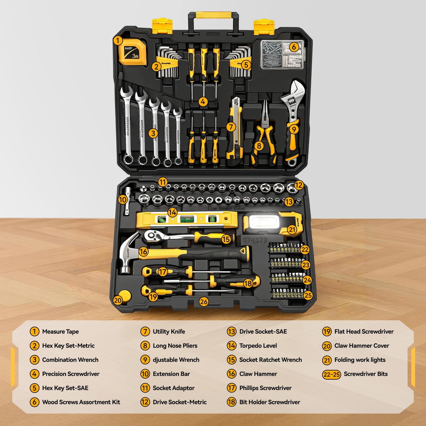 GRENPRO 219PCS Tool Set Tool Kit For Home, Car Motorcycle Automotive Basic Dorm Starter Household Hand Tool Kits, Mechanics Tools Set For Women, Portable Plastic Tool Boxes Organizers And Storage Case